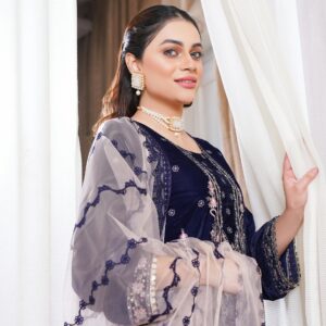 Unstitched shirt trouser and net dupatta