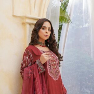 Unstitched red kurta