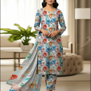 Nishat 3 Piece 3d Printed Khaddar (multicolor)