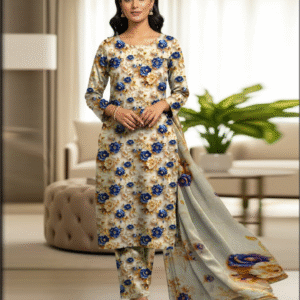 Nishat 3 Piece 3d Printed Khaddar (off-white)