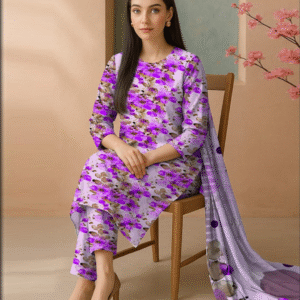 Nishat 3 Piece 3d Printed Khaddar (violet)