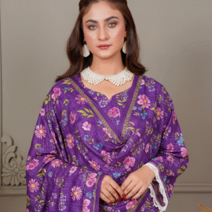 2 Piece Linen violet digital printing