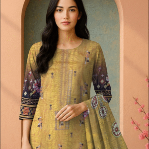 Gul Ahmed 3 Piece Linen (mustard)